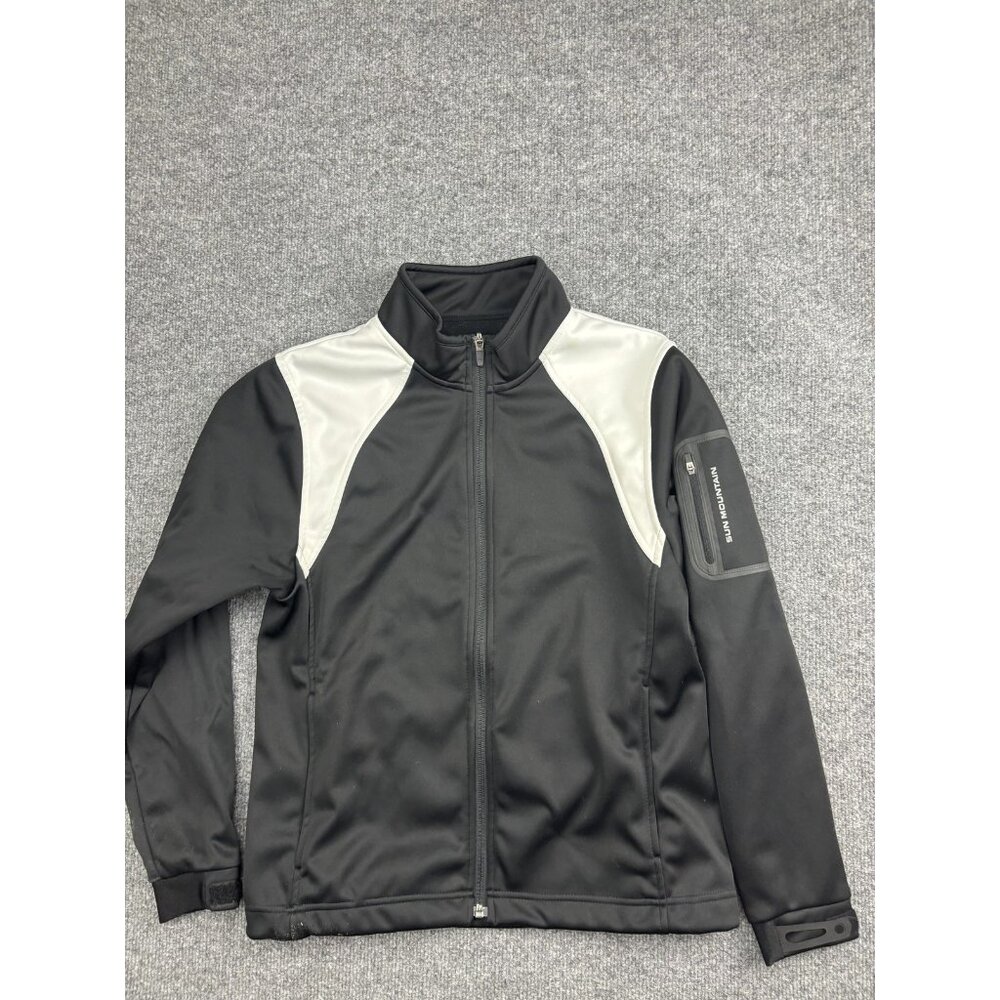 Sun Mountain‎ Jacket Mens Medium Black Gray Softshell Full Zip Golf Fleece Lined